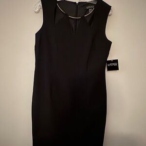 Kasper Black Midi Dress with Gold Accent